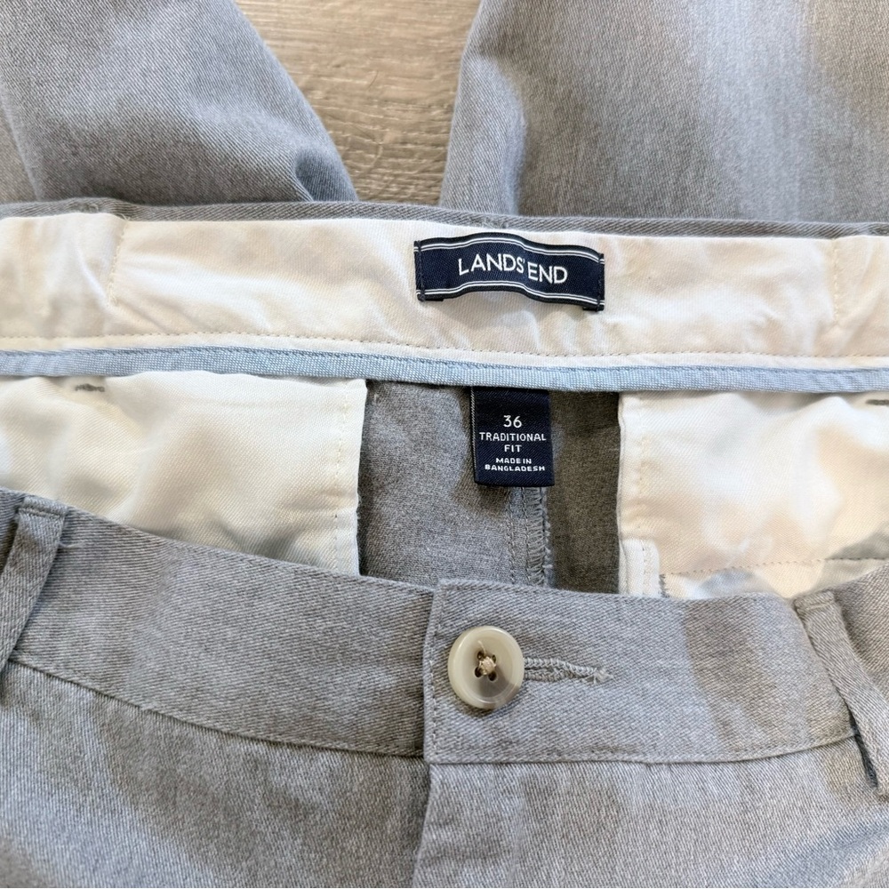 Lands' End Light Gray Traditional Fit Pants - Picture 7 of 9